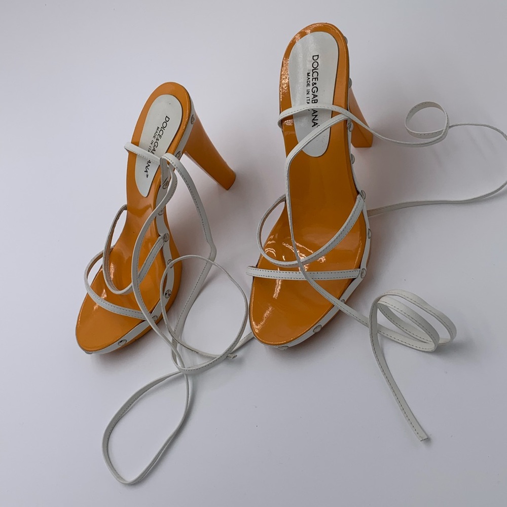 Dolce & Gabbana white studded clogged sandal